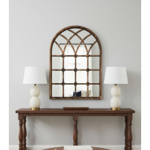 DEENZ Black Brushed Gold Window Style Wall Mirror Durable Frame,Indoor/Outdoor W50Xh71Cm