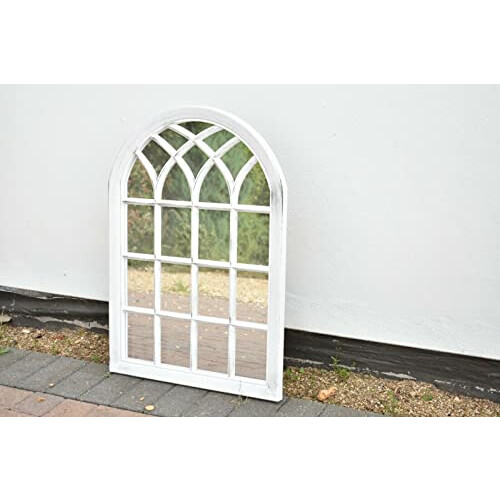 DEENZ White Rustic Soho Window Style Mirror Elegant Vintage Hallway Mirror 50.5X71X2.5Cm
