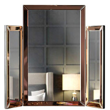 CARME Paloma Trifold Vanity Makeup Mirror - Free Standing 3 Way Mirror with Bevelled Glass Design - Tabletop Cosmetic Mirror for Bedroom & Vanity -