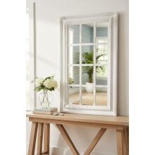 DEENZ White Rectangle Window Style Wall Mirror Durable Frame,Indoor/Outdoor 43X73Cm