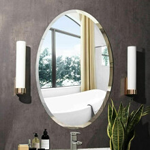 Frameless Wall Mounted Mirror Frameless Bathroom Living Room A Must have Mirror Home Decor (50x70cm oval shape)