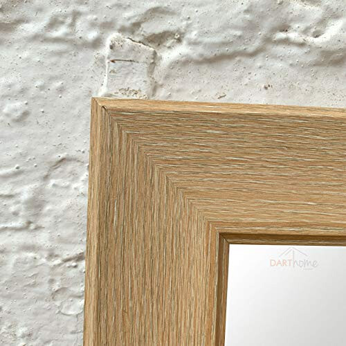 Darthome Vintage Veneer Natural Wood Frame Rectangular Home Fireplace Wall Mounted Mirror Large 1