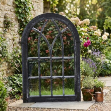 DEENZ Black Rustic Window Soho Style Mirror Hallway Vanity Wall Elegant Vintage Style For Both Indoor/Outdoor