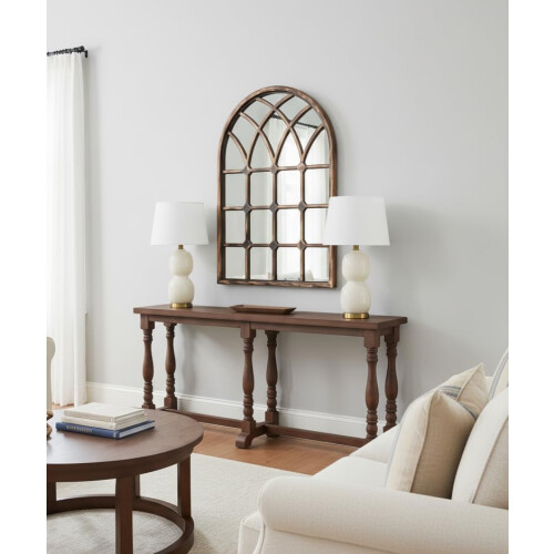 DEENZ Black Brushed Gold Window Style Wall Mirror Durable Frame,Indoor/Outdoor W50Xh71Cm 1