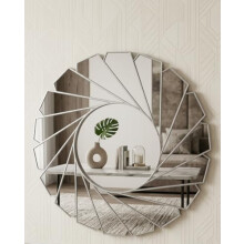 DEENZ Large Wall Mirror Art Deco Frame Round swivel style Wall Mirror Glass 61cm Swirl Design Home Decor (Silver)