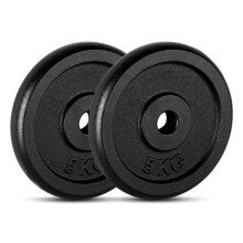MuscleSquad Cast Iron Weight Plates 1.25kg, 2.5kg, 5kg,10kg (Choice of Sizes) for 1" Dumbbell Bar - 5kg Pair