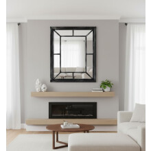 76x60cm living mirror Black Brushed Window style wall mirrors simply stylish decor Elegant Addition to Your Home (BLACK RUSTIC)