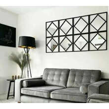 Deenz Set Of 3 Square Diamond Shape Frame Black Wall Art Mirror Modern Stylish 40X40Cm The World'S Largest Mirror Collection Of Deenz Store (9)