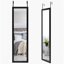 DEENZ Over The Door Tall Mirror- Wooden Style Black Frame 30X120Cm, Home Decorative Mirror,For Living Room, Bedroom Room