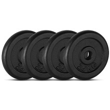 MuscleSquad Cast Iron Weight Plates 1.25kg, 2.5kg, 5kg,10kg (Choice of Sizes) for 1" Dumbbell Bar - 2.5kg x 4