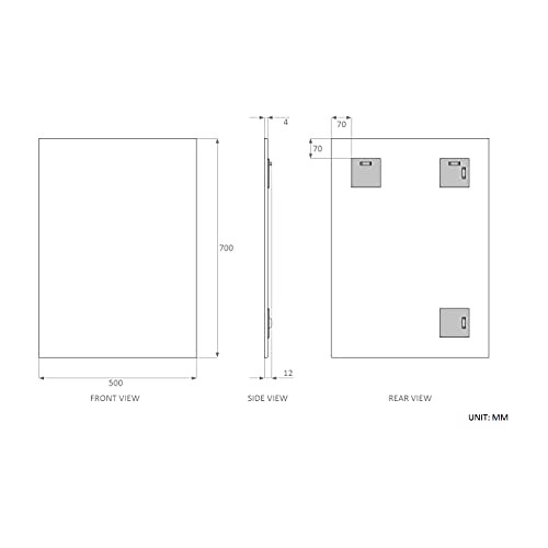 Waterstone  Plain Frameless Bathroom Mirror with Wall Hanging Brackets (50 x 70cm Rectangle) 1