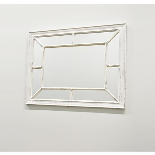 DEENZ Antique White window Mirror Stylish Decor Wall hallway rustic 60x76CM 1