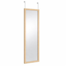 Floralcraft Catalina Full Length Over Door Mirror 100 x 30cm, Natural Wood Frame, Hanging No Drill Mirror for Bedroom, Bathroom & Wardrobe