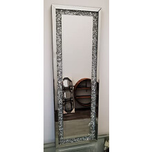 DEENZ 40X120Cm New Gatsby Full Length Crushed Diamond Crystal Glass Silver Rectangle Frame Bevelled Wall Mirror Home Décor For Living Room Bedroom
