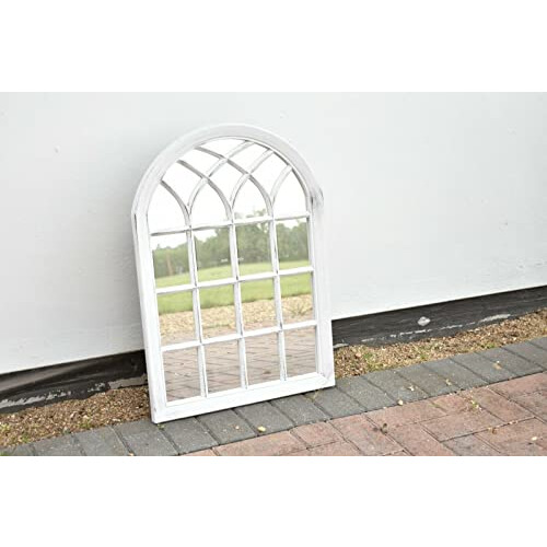 DEENZ White Rustic Soho Window Style Mirror Elegant Vintage Hallway Mirror 50.5X71X2.5Cm 2