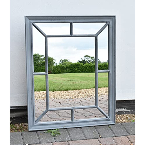 DEENZ Antique Grey window Mirror Stylish Decor Wall hallway rustic 60x76CM 1