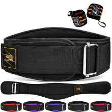 EVO Fitness Weight Lifting Belt AUTO LOCK 6.5” Neoprene Padded Back Lumbar Support Gym Training Exercise Workout Bodybuilding Powerlifting Deadlifts