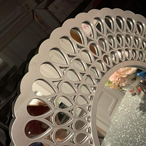 New Round Silver Circle Droplet Pattern Mirror Home Decor Unique Design 39x39cm 1