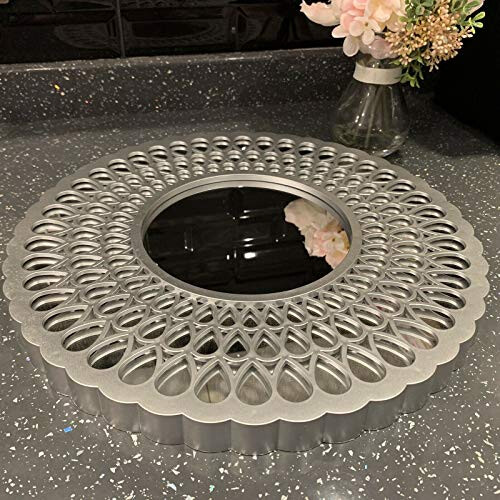 New Round Silver Circle Droplet Pattern Mirror Home Decor Unique Design 39x39cm 2