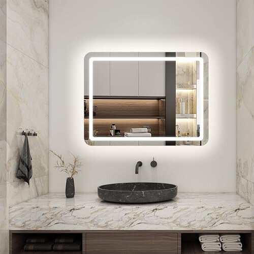 EVOLVE Bluetooth LED Bathroom Mirror with Speaker, Three touch sensor buttons, heated demister pad, Dimmable Cool white light (600x800 with Speaker,