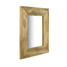 Elm home and garden Solid Mango Wood Wall Mirror, Light Oak Finish, 40cm Wide x 50cm High x 2cm Deep, Fully Assembled