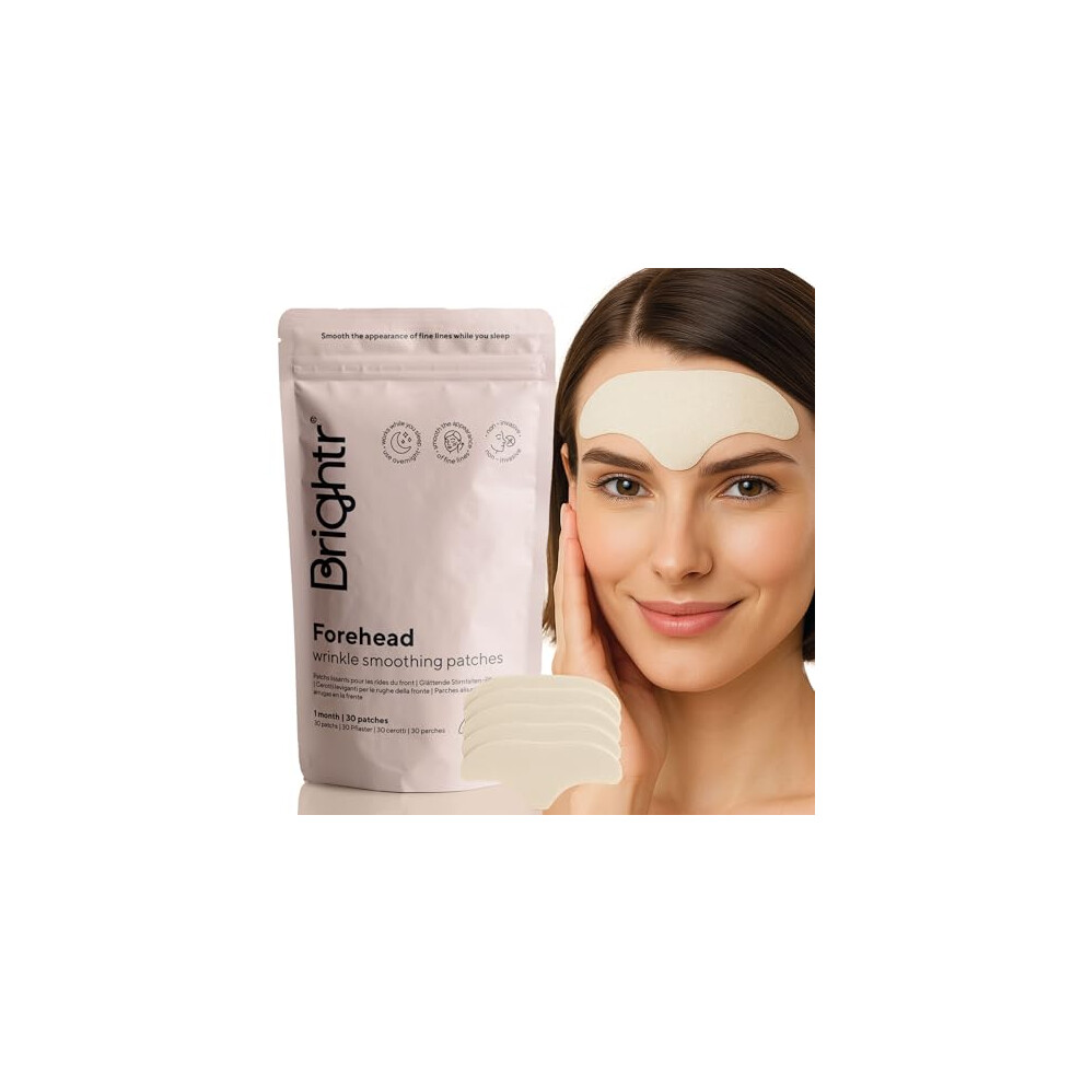 Brightr Forehead Wrinkle Smoothing Face Tape Patches, 30 Patches, Non-Invasive Overnight Treatment, Hypoallergenic, Anti Wrinkle Facial Patches To