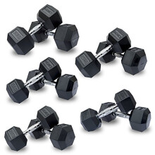 DKN Rubber Hex Dumbbells - Black, 2 x 2 kg