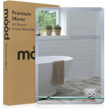 Neue Design Mood Premium Rectangular Bathroom Mirror with Shelf, Anti-Rust Wall Mounted Bevelled Frameless Mirrors, Toilet Bedroom Hallway, (60cm x