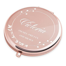 Maverton Rose Gold Personalised Compact Mirror - Cosmetic Bag Accessory - 6,5 x 6,5 x 1,2 cm - Perfect Birthday Present - Gift for Women - For girl -