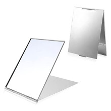 LELE LIFE 2Pack Ultra-Slim Portable Folding Mirror, Aluminum Shell, Easy to Carry Travel Makeup Mirror, Desktop Folding Mirror Vanity Mirror,