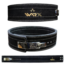 WARX Leather Weight Lifting Belt Powerlifting Belt Back Support – 4” Wide x 10mm Thick Lever Buckle Cowhide Leather Training Belt Suede Lining (L)