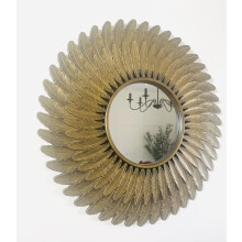 My Square Mile Feather Round 60cm Bronze Wall Mirror, Lightweight Feather Design, Pre-Mounted Hanging Hook, Easy Hang