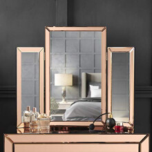 FABS Paloma Trifold Vanity Makeup Mirror - Free Standing 3 Way Mirror with Bevelled Glass Design - Tabletop Cosmetic Mirror for Bedroom & Vanity -