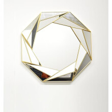 Biznest Large Round Gold Octagonal Wall Mirror 66Cm Wall Hanging Ornament Home Décor Bedroom Living Room Best For Gift
