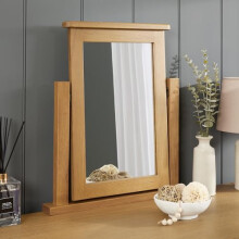 The Furniture Market Cotswold Rustic Smoked Oak Vanity Mirror, Solid Oak Frame, Adjustable Hinged Design, Secure Fixing Brackets, Traditional Country