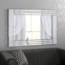 Agenzia 14 Large Venetian Art Deco Triple Glass Framed Wall Mirror 120cm x 80cm