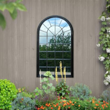 Agenzia 14 Black Arched Metal Frame Full Length Window Garden Wall Mirror 131cm x 75cm