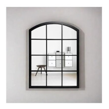 Biznest Arch Window Style Modern Looks Grid Large Wall Mount Mirror Black Frame Of Plastic Back Vertical Hanging With Aesthetic Touch Art Decoration