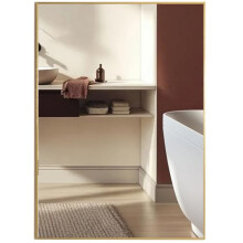 Neue Design Mood Premium Rectangular Bathroom Mirror Gold Framed Wall Mounted, Rectangle Frame Modern & Stylish (70cm x 50cm)
