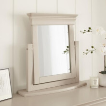 The Furniture Market Wilmslow Dove Grey Painted Vanity Dressing Mirror | Freestanding Tabletop Makeup Mirror with Adjustable Angle | Solid Wood Frame