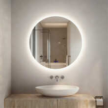 Fsoyely Round LED Bathroom Mirror 600mm 23.62in Wall Mounted Anti Fog Touch Control 3 Colour Dimmable IP44 Vanity Mirror
