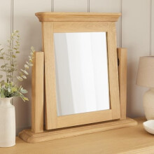 French Chateau Oak Vanity Dressing Table Mirror | Solid Adjustable Hinged Mirror | Thumbnail Moulded Base | Timeless French Design | Natural Whitewash