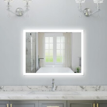 SIMPLE 800x600 Bathroom LED Mirror with Backlit Dimmable Illuminated Memory function Anti-fog[IP44] Wall mounted Rectangular Vanity Mirror