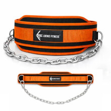 Lockie Fitness Dip Belt for Weighted Dips, Pull Ups, Chin Ups & Squats, Heavy Duty Gym Belt with 36 Inch Steel Chain, 8 mm Neoprene Padding Back