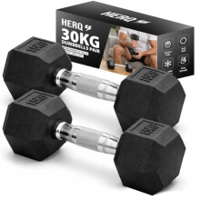 HERQ Hex Dumbbells Set | Rubber Coated Dumbbell Pair | Anti-Roll Free Weights for Home Gym | Ergonomic Grip Weights Set for Strength Training,