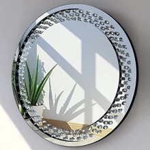 LARGE FLOATING JEWELLED ROUND WALL MIRROR FLOATING DIAMANTE GLITZ CLEAR JEWELLED NEW CRYSTAL DECOR MIRROR IDEAL FOR GIFT 60CM
