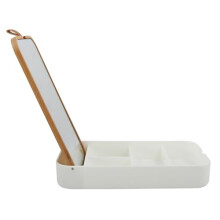 Spirella Alais Cosmetic Mirror with Shelf for Make-Up, Cosmetics, Table Mirror Bamboo, White/Natural