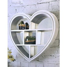 DEENZ WHITE HEART MIRROR SHELF 6 SECTIONS DECORATIVE WALL SHELF WALL MIRROR BEST GIFT FOR LOVE ONE'S