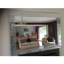 Biznest Rectangle Shape Designer Silver Glitter Wall Mirror Frame Beautiful Decoration Art Piece Gift (80X60Cm)