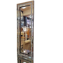 DEENZ Rectangle Gatsby Crushed Diamond Crystal Glass Silver Frame Bevelled Wall Mirror 120x40cm Can be Hang Both Way